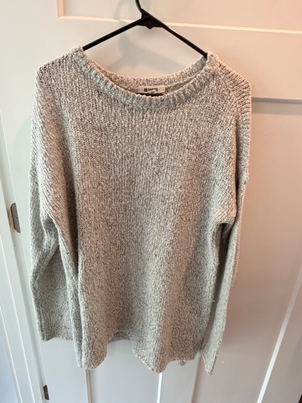 BB Dakota Chunky Knit Sweater Large Gray Oversized Cozy Slouchy Pullover Women